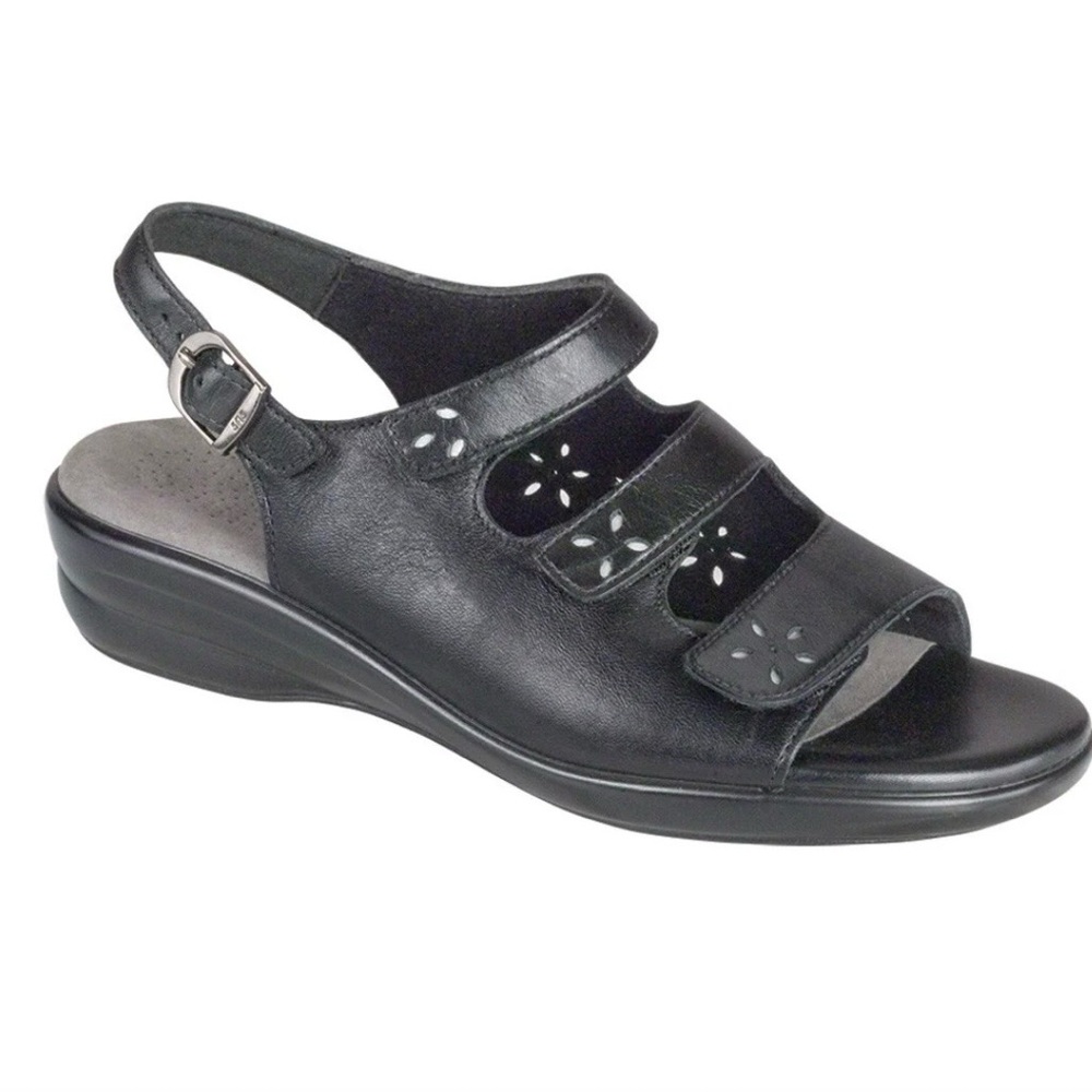 SAS Quatro Slingback Sandals in Black Leather -- Size 11 N